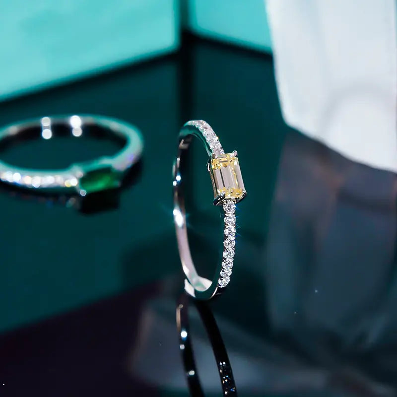 Light Luxury Ring with Fine Row Mosang Diamonds