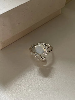 Adjustable Sterling Silver Opal Design Ring Set