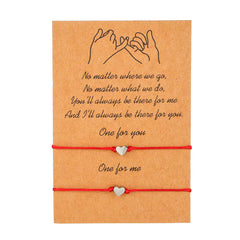 Heart Shaped Wax Thread Braided Blessing Card Bracelet
