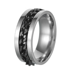 Udolfly Mens Fidget Rings Anxiety Rings for Men Womens Chain Spinner Rings for Adults Titanium Steel Ring Chain Black Size 11