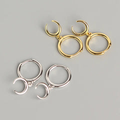 S925 Silver Layered Crescent Moon Ear Cuffs