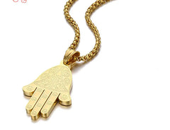Gold Plated Palm Pendant Long Necklace in Multiple Colors