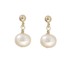 14K Gold Plated Clip-On Pearl Earrings for Women