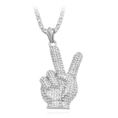 Hip Hop Alloy Victory Gesture Pendant Necklace