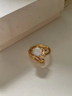 Adjustable Sterling Silver Opal Design Ring Set