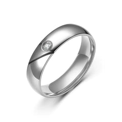 Stainless Steel Couple Ring with Diamond Design