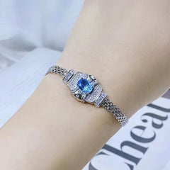 S925 Sterling Silver Women's Topaz Crystal Bracelet