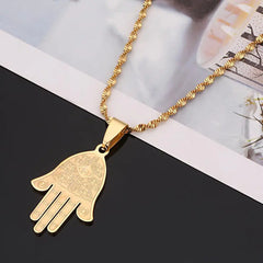Gold Plated Palm Pendant Long Necklace in Multiple Colors