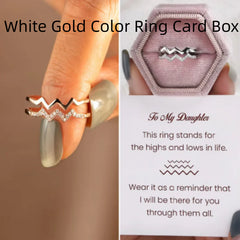 Double-layer Heart Wave Line Ring with Diamonds