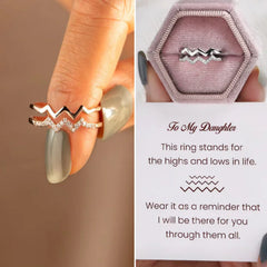 Double-layer Heart Wave Line Ring with Diamonds