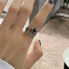 Versatile Retro Five-pointed Star Chain Ring