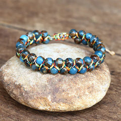 Hand-Woven Adjustable Colorful Tiger's Eye Bead Bracelet