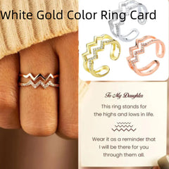 Double-layer Heart Wave Line Ring with Diamonds