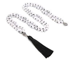Volcanic Stone 108 Bead Tassel Necklace