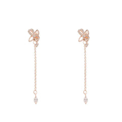 Retro Long Tassel Earrings with Diamond Bow for Women