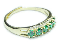 S925 Sterling Silver Natural Diopside Universal Ring