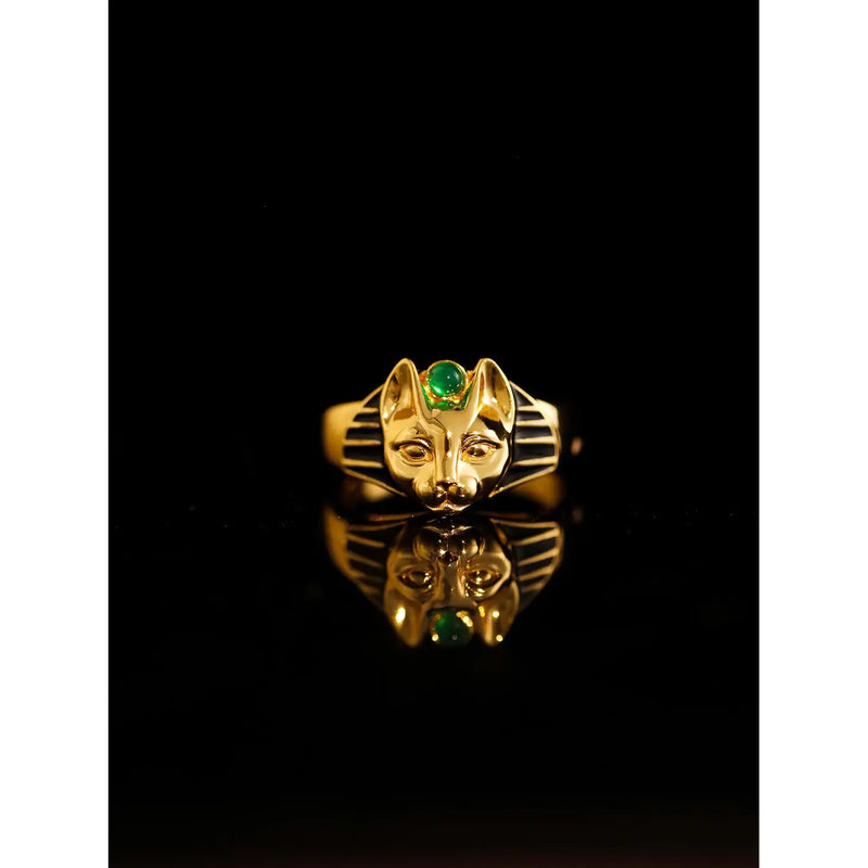 Retro Green and Black Enamel Ring