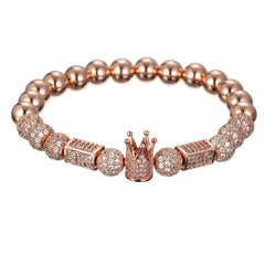Copper Bead Elastic Bracelet with Zirconia Crown (4 Colors)