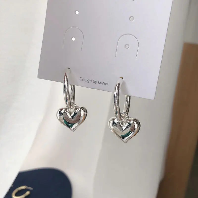 S925 Vintage Heart Stud Earrings for Women