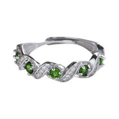 S925 Sterling Silver Colored Gems Ring with Diopside