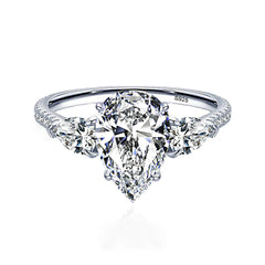 Drop-Shaped Yellow Diamond Ring in Sterling Silver