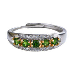 S925 Sterling Silver Natural Diopside Universal Ring