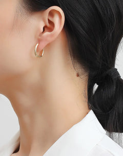 14K Gold Hyacinth Minimalist Oval Earrings for Women