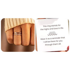 Double-layer Heart Wave Line Ring with Diamonds