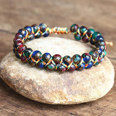 Hand-Woven Adjustable Colorful Tiger's Eye Bead Bracelet