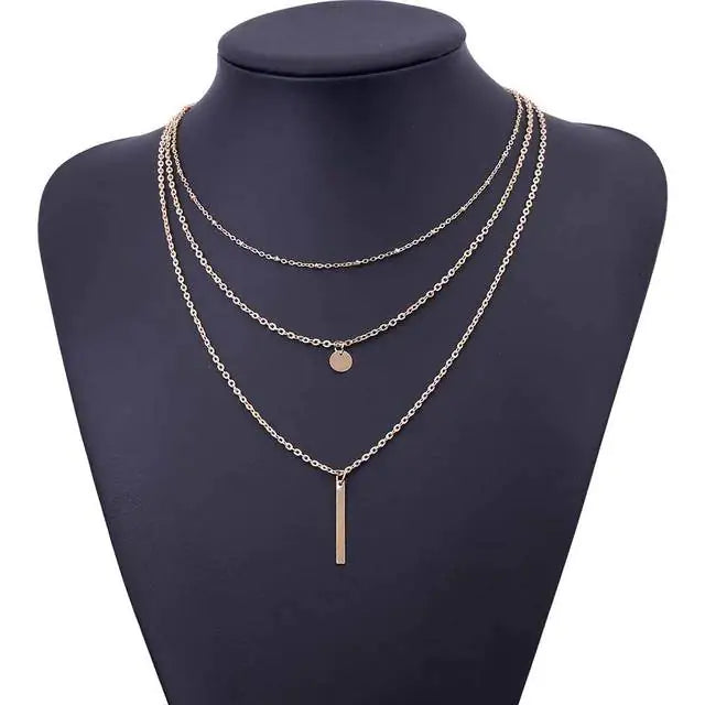 Multi-layer Women's Necklaces with Copper Beads & Sequins