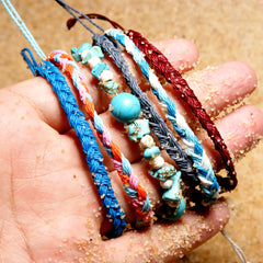 Turquoise Beaded Cotton Rope Anklet for Women