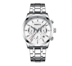 Stylish Men's Black Gold Steel Sports Watch with 3 Eyes