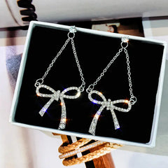 Bowknot Earrings with Zirconia - Fashionable Long Dangles