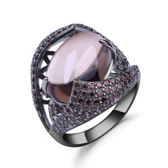 Luxury S925 Sterling Silver Ring with Natural Gems