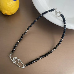 Black Natural Stone Pearl Irregular Clavicle Chain