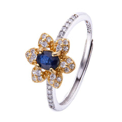 S925 Sterling Silver Ring with Natural Sapphire Gems