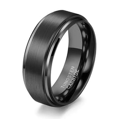HXNIBATSAR Mens Tungsten Carbide Rings 6mm 8mm Basic Tungsten Wedding Band Rings For Men Brushed Finish Comfort Fit (8mm-Black 9)