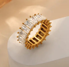 Personalized Zirconium Ring with 18K Stainless Steel