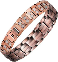 Vintage Red Copper Bracelet with Strong Magnetic Stones