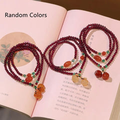 Garnet Charm Bracelet with Natural Three Circles Design