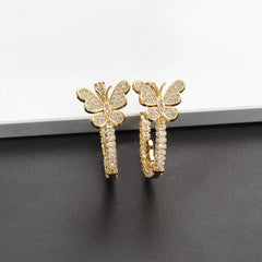 Butterfly C-Shaped Earrings with Zirconia in 925 Silver