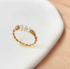 Freshwater Pearl Hand Wound Fried Dough Twists Ring