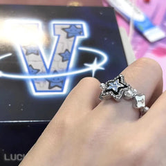 Hip Hop Tide Brand Lucky Star Ring for Girls