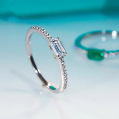 Light Luxury Ring with Fine Row Mosang Diamonds