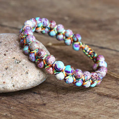 Hand-Woven Adjustable Colorful Tiger's Eye Bead Bracelet