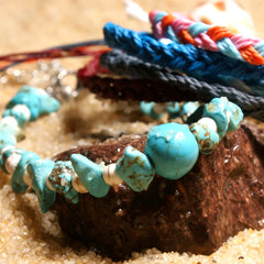 Turquoise Beaded Cotton Rope Anklet for Women