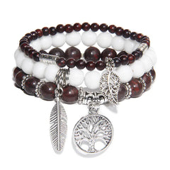 Turquoise Tree of Life Pendant Bracelet with Natural Beads