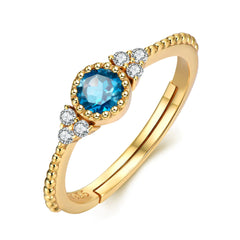 Natural Topaz Colored Gems S925 Sterling Silver Ring