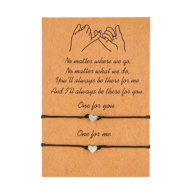 Heart Shaped Wax Thread Braided Blessing Card Bracelet