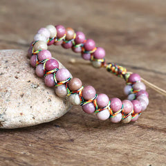 Hand-Woven Adjustable Colorful Tiger's Eye Bead Bracelet